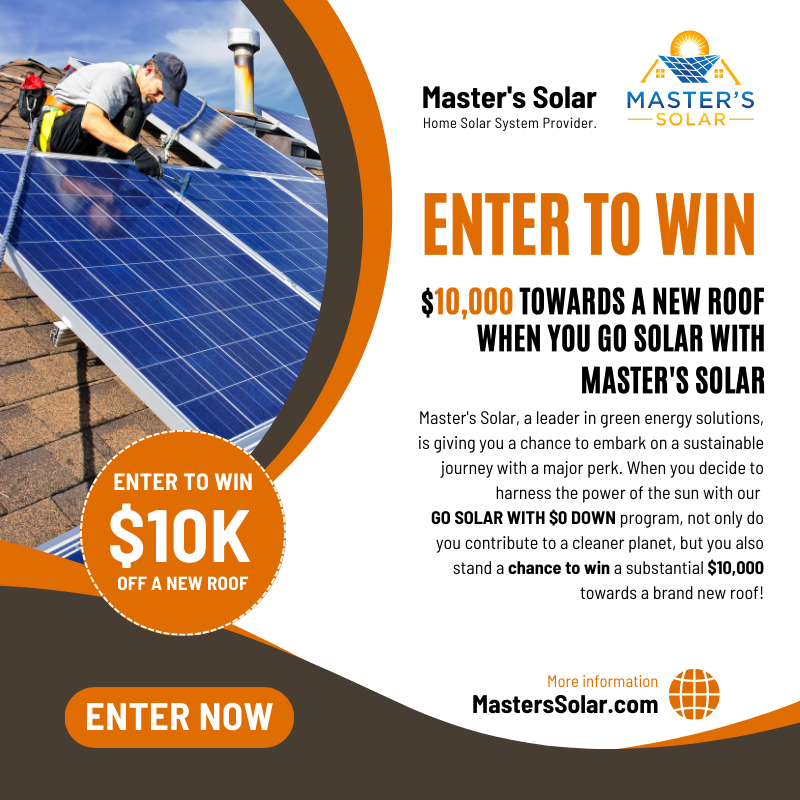 Enter To WIN $10k Toward A New Roof When You Go Solar!